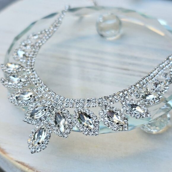 Windsor ✦ Silver Rhinestone Necklace & Earring Set ✦ Formal Occasion Jewelry NWT - Picture 6 of 10